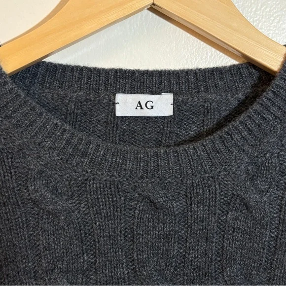 AG 100% Cashmere Cropped Cable Knit Sweater - Dark Gray (Size XS) - Picture 9 of 11